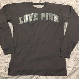 VS PINK LS open back sequin tee